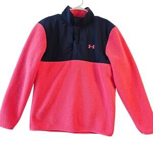 Under Armor Golf Women's Sherpa Pullover Activewear Sweatshirt Coral/Pink Large